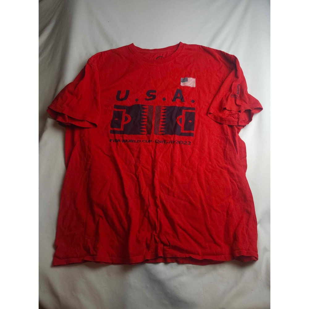 FIFA World Cup Qatar 2022 USA Soccer T-Shirt Mens XXL Red Short Sleeve Tee